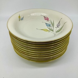 12 Rosenthal bag plates from the “Flowers” set. Perfect condition. Ivory veneer. 30s