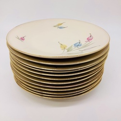 Dessert plates from the “Flowers” set Rosenthal .30s.Art Deco.Hand painted.Ivory porcelain