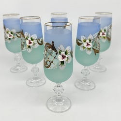 Champagne glasses. Sky blue set, Russia Crystal goose. Soviet classic in excellent condition 