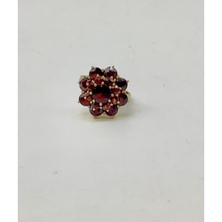 Antique garnet ring with beautiful diamond-cut stones. Bohemia.