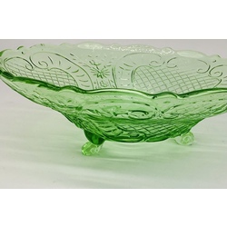 Neman.Vase with legs made of uranium glass.Excellent condition.