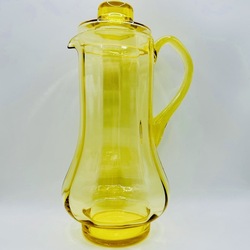 Ilguciems jug with lid included. yellow, uranium glass. Very rare