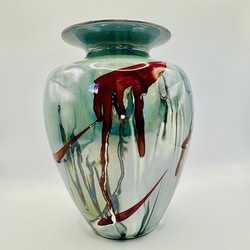 Pouring ceramics. Modern vase. Hand-painted and original technique.