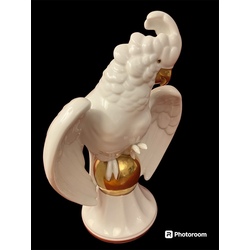 Statuette Parrot Cockatoo on a golden ball