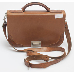 Leather handbag with shoulder strap