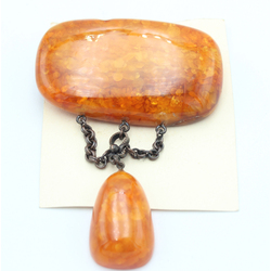 Natural amber brooch