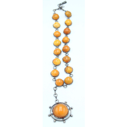 Amber beads with metal finish