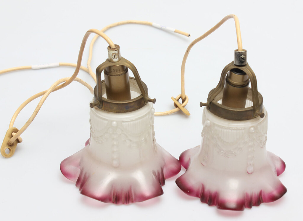 Two colored glass lamps