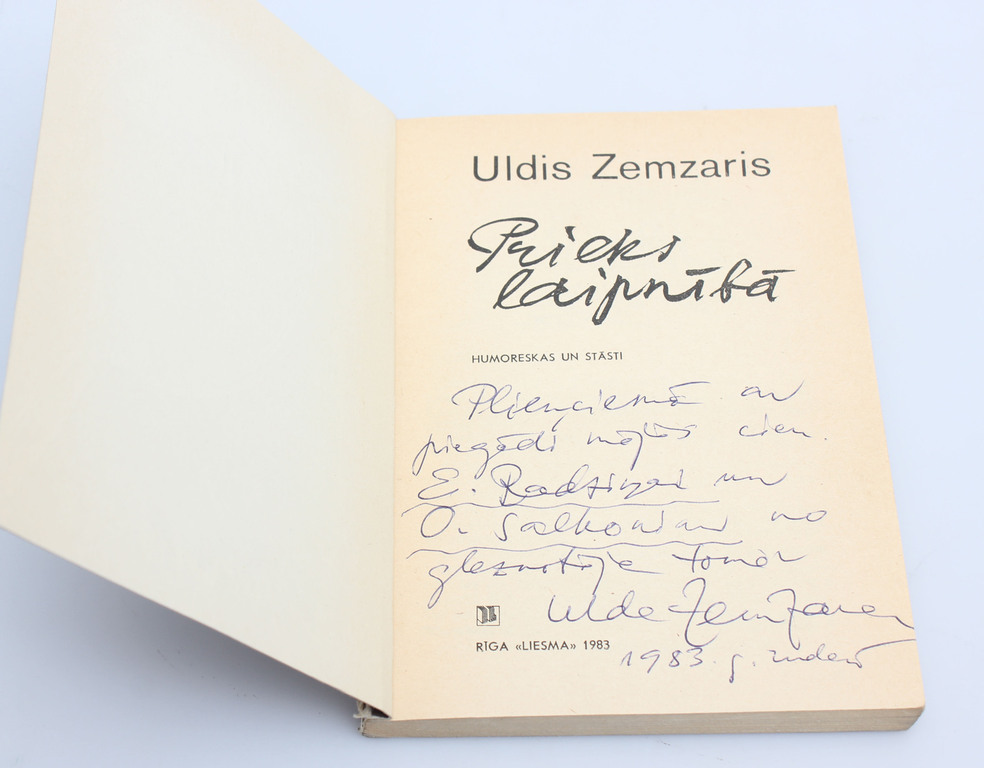  Uldis Zemzaris, Prieks laipnība(with inscription of gift by the author)