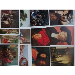 Art postcards depicting paintings by the world's leading artists, 30 pieces.