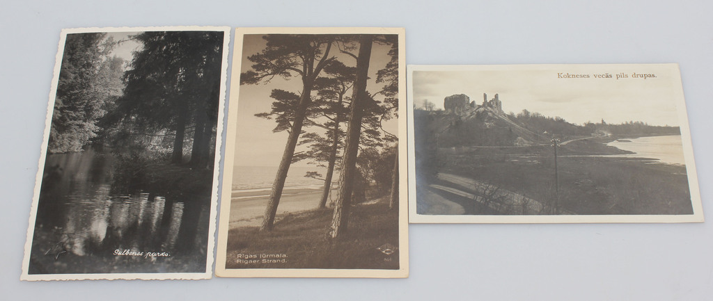 3 postcards - Koknese, Gulbene, Jurmala