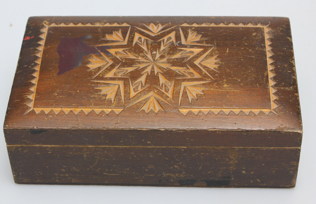 Wooden chest with inlays