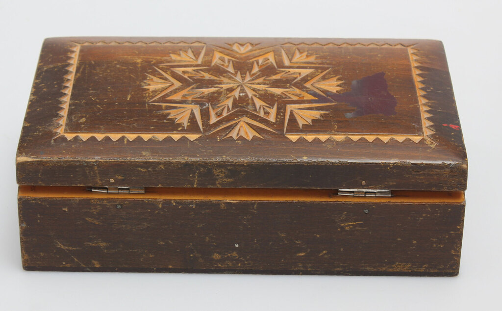 Wooden chest with inlays