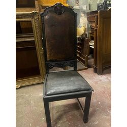 Oak chair with leather upholstery