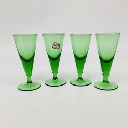 4 liqueur glasses made of Bohemian crystal. Handmade 