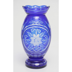 Colored blue glass vase