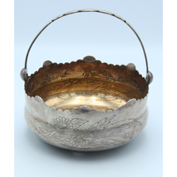 Silver sugar bowl with gilding