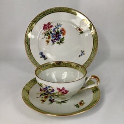 Tea trio HR BAVARIA. Hand painted. BOUQUET. Beginning of the 20th century.