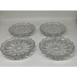 4 Bohemian crystal dessert plates. Hand-cut, diamond cut.