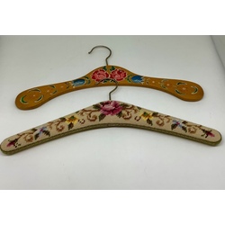 2 antique Bavarian hangers with hand painting and embroidery. Collectible condition. 19th century