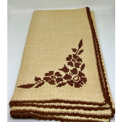 Tablecloth made of homespun cloth and hand embroidery. Beautiful work of a folk craftswoman.