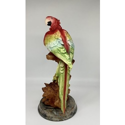 Large Capodimonte parrot on marble base. Rare and very beautiful work