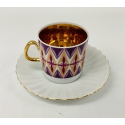 Coffee cup with gold. Czechoslovakia. Hand painted.