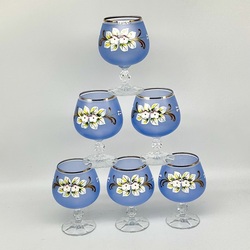 Sky-blue set, Russia Gus Khrustalny. Soviet classic. Cognac glasses 