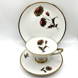 Tea set and cake plate. Thistle. Hand painted. Art Deco. Excellent condition from the collection