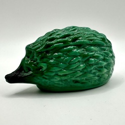 Malachite Hedgehog - Hedgehog made of malachite glass. Rare. Bohemia