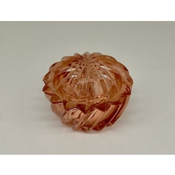 Ring box for dressing table. Bohemia. Art Deco. Pink, sulphide glass