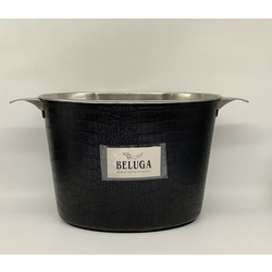 Large Beluga bucket for ice and 2 bottles of vodka. Leather