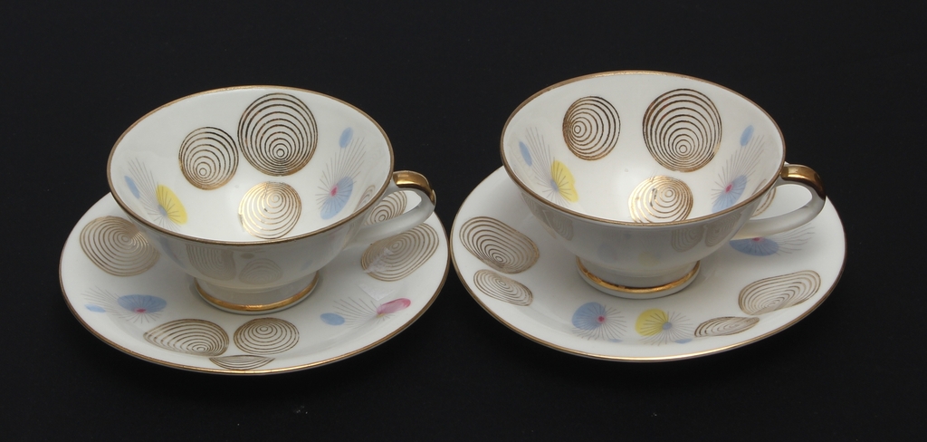 Porcelain cups and saucers for two