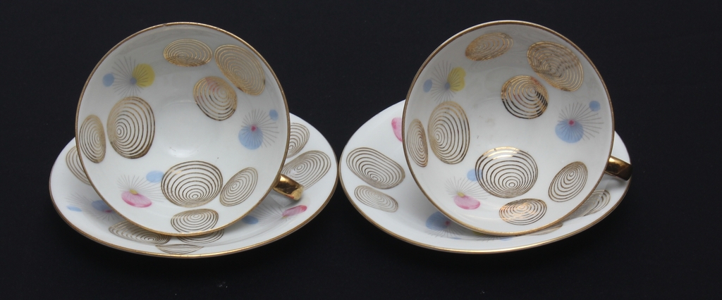 Porcelain cups and saucers for two