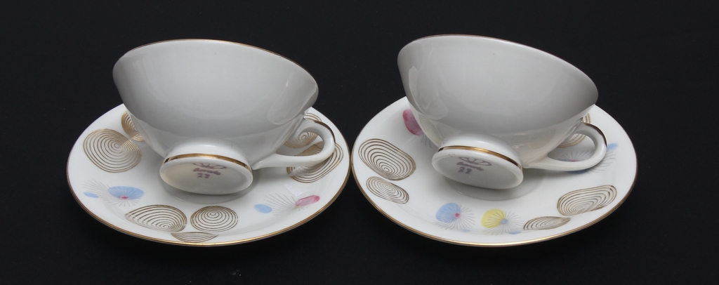 Porcelain cups and saucers for two