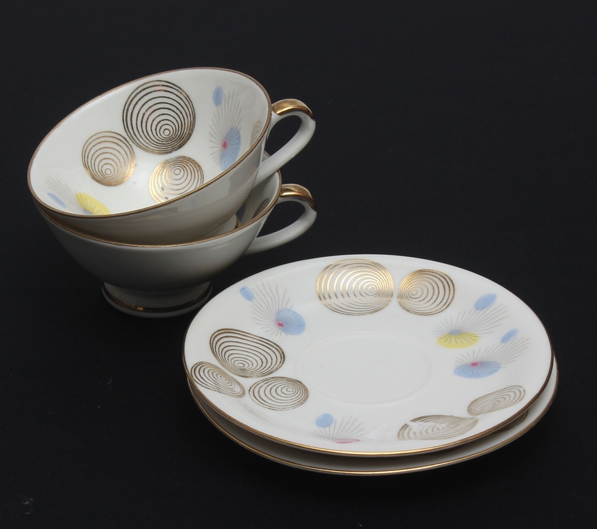 Porcelain cups and saucers for two