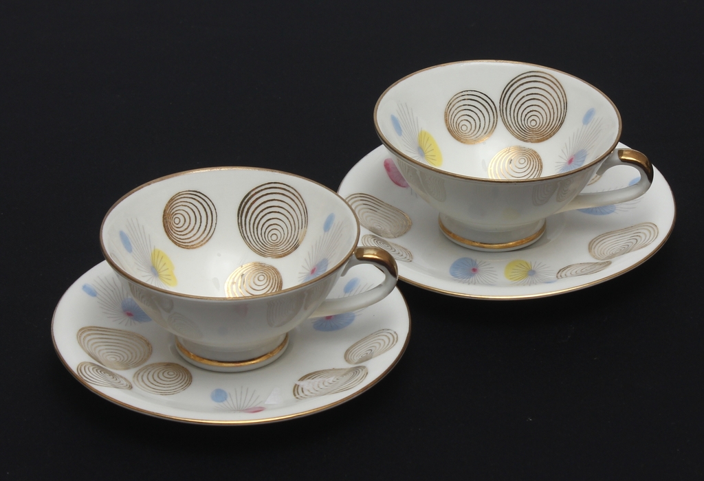 Porcelain cups and saucers for two