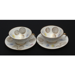 Porcelain cups and saucers for two