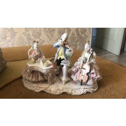 Antique large vintage Volkstedt Dresden Porcelain figurine Group of Musicians 