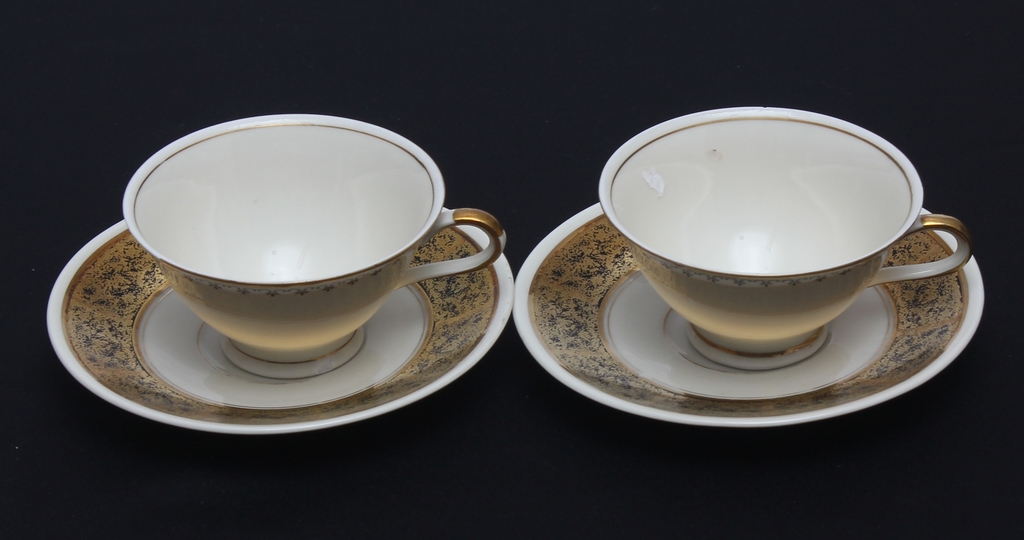 Two porcelain cups with saucers (for two people)