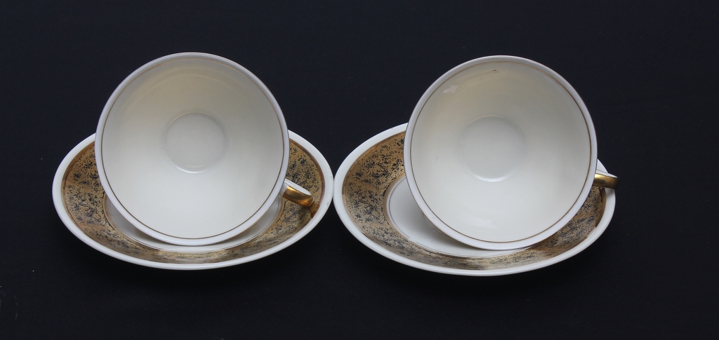 Two porcelain cups with saucers (for two people)