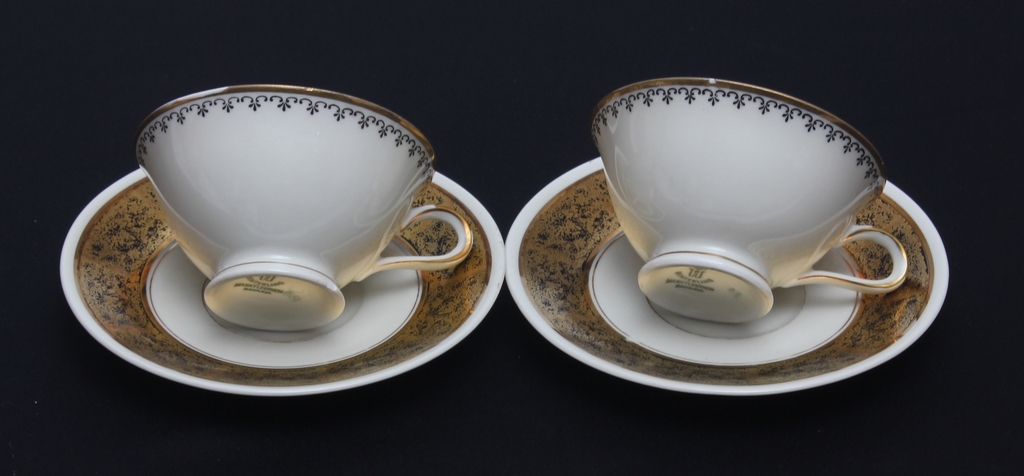 Two porcelain cups with saucers (for two people)