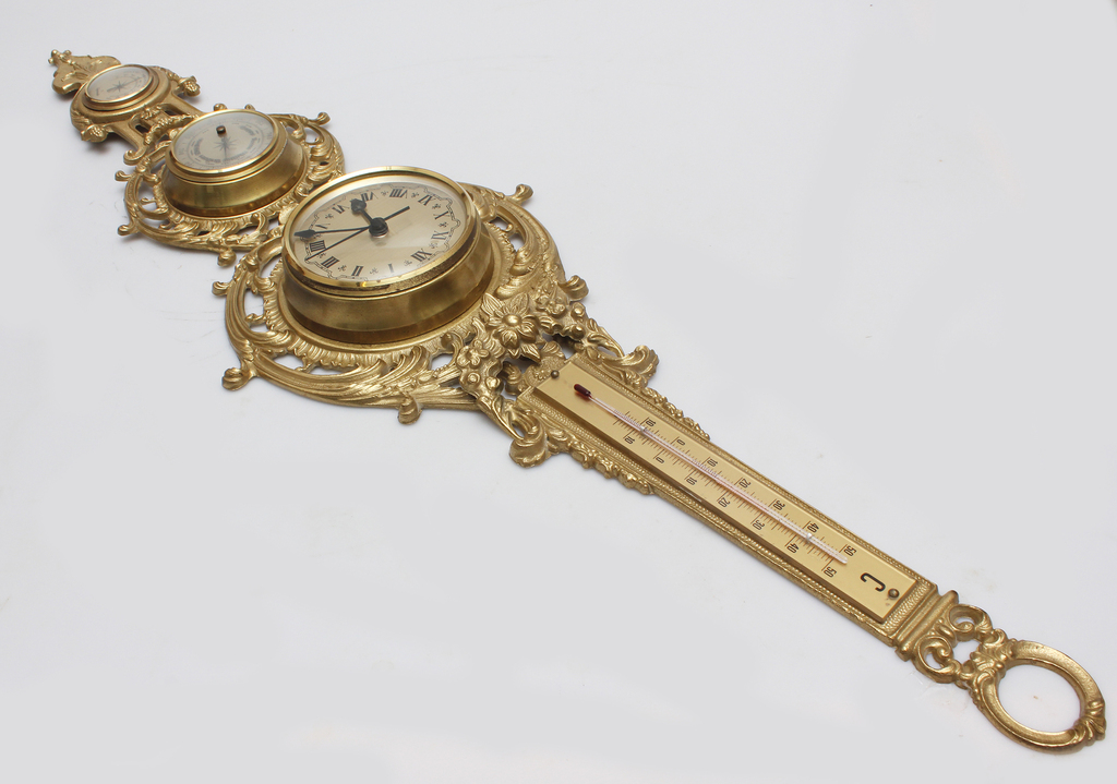 Bronze barometer/thermometer/clock