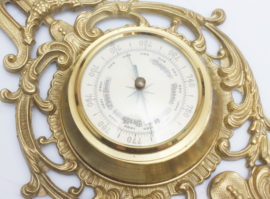 Bronze barometer/thermometer/clock