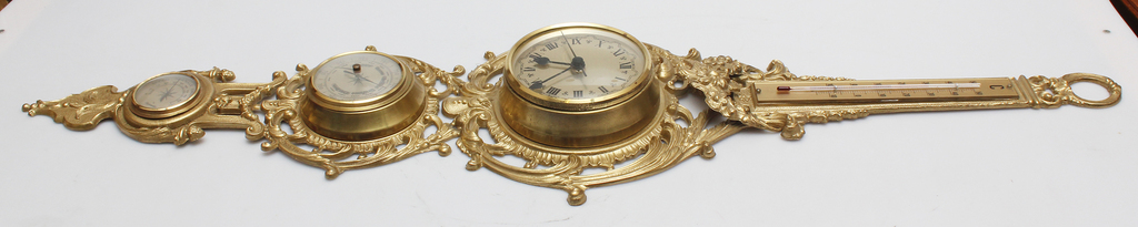 Bronze barometer/thermometer/clock