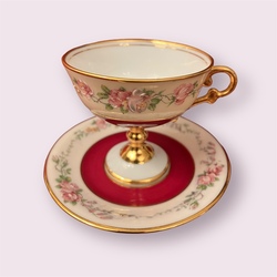 COFFEE DUO LIMOGES with apple blossoms, enamel, gilding