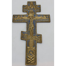 Bronze icon cross with enamel