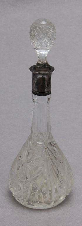 Glass decanter with silver finish