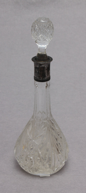 Glass decanter with silver finish