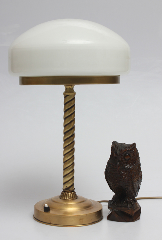 Electric lamp and oak figure 